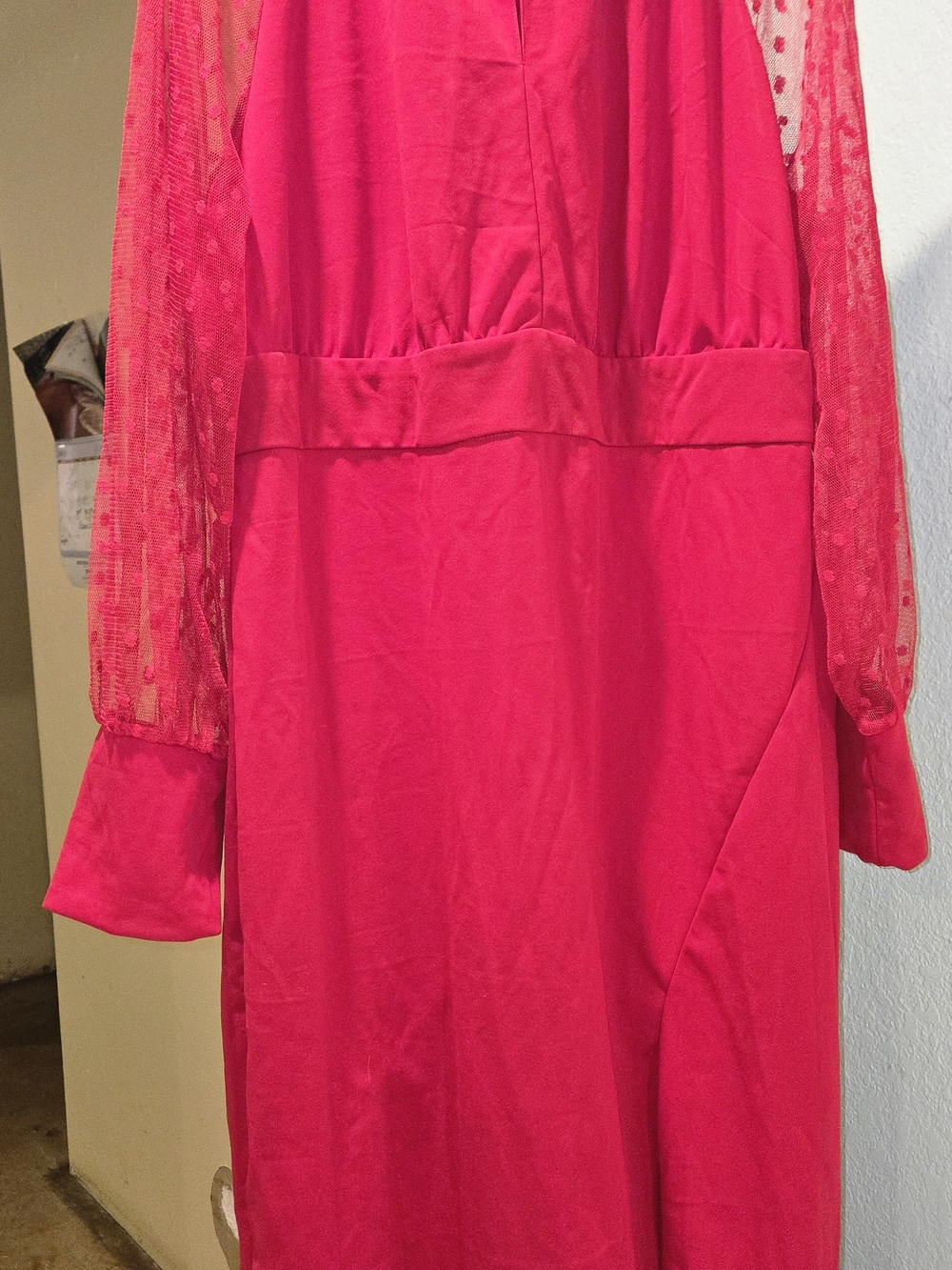 Red Long Sleeve Midi Dress